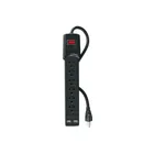 Multicontacto 14 AWG 6 entradas, 2 puertos USB, 850 J, negro 1