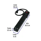 Multicontacto 14 AWG 6 entradas, 2 puertos USB, 850 J, negro 3