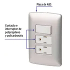 Placa armada 2 contactos e interruptor,plata, línea Italiana 2