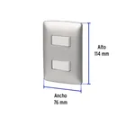 Placa armada 2 interruptores sencillos plata, línea Italiana 3