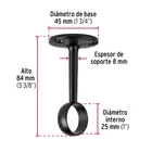 Soporte central para tubo redondo de clóset, negro mate 3