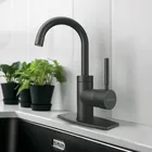 Monomando corto para lavabo, negro mate, FOSET TÚBIG 5