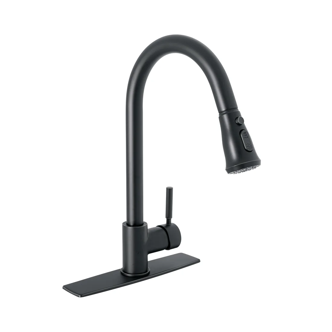Monomando para fregadero, cuello extraible,negro mate, TÚBIG