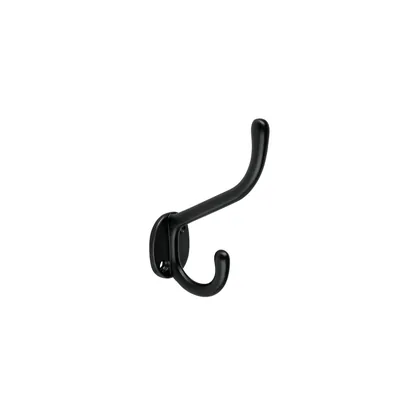Gancho doble largo y corto tipo perchero, 11 cm, negro