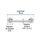 Barra recta de seguridad, acero inoxidable, 30cm, FOSET 3