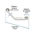 Barra angular con jabonera, acero inoxidable, 42cm, FOSET 3
