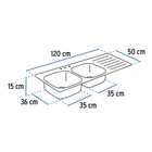 Tarja de empotrar 120x50cm doble tina izquierda, FOSET BASIC 2