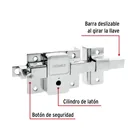 Cerradura de barra fija, llave tetra, derecha, HERMEX 2