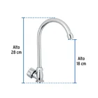 Llave individual fregadero,ABS,cuello curvo,hexagonal, BASIC 3
