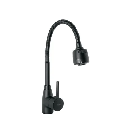 Monomando para fregadero con cuello flexible, negro, TÚBIG
