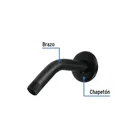 Brazo corto con chapetón para regadera, negro mate, AQUA 3
