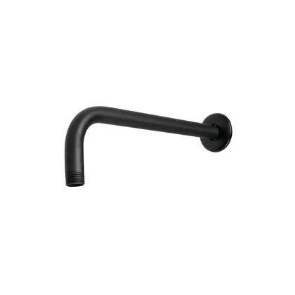 Brazo recto con chapetón para regadera, 30 cm, negro mate