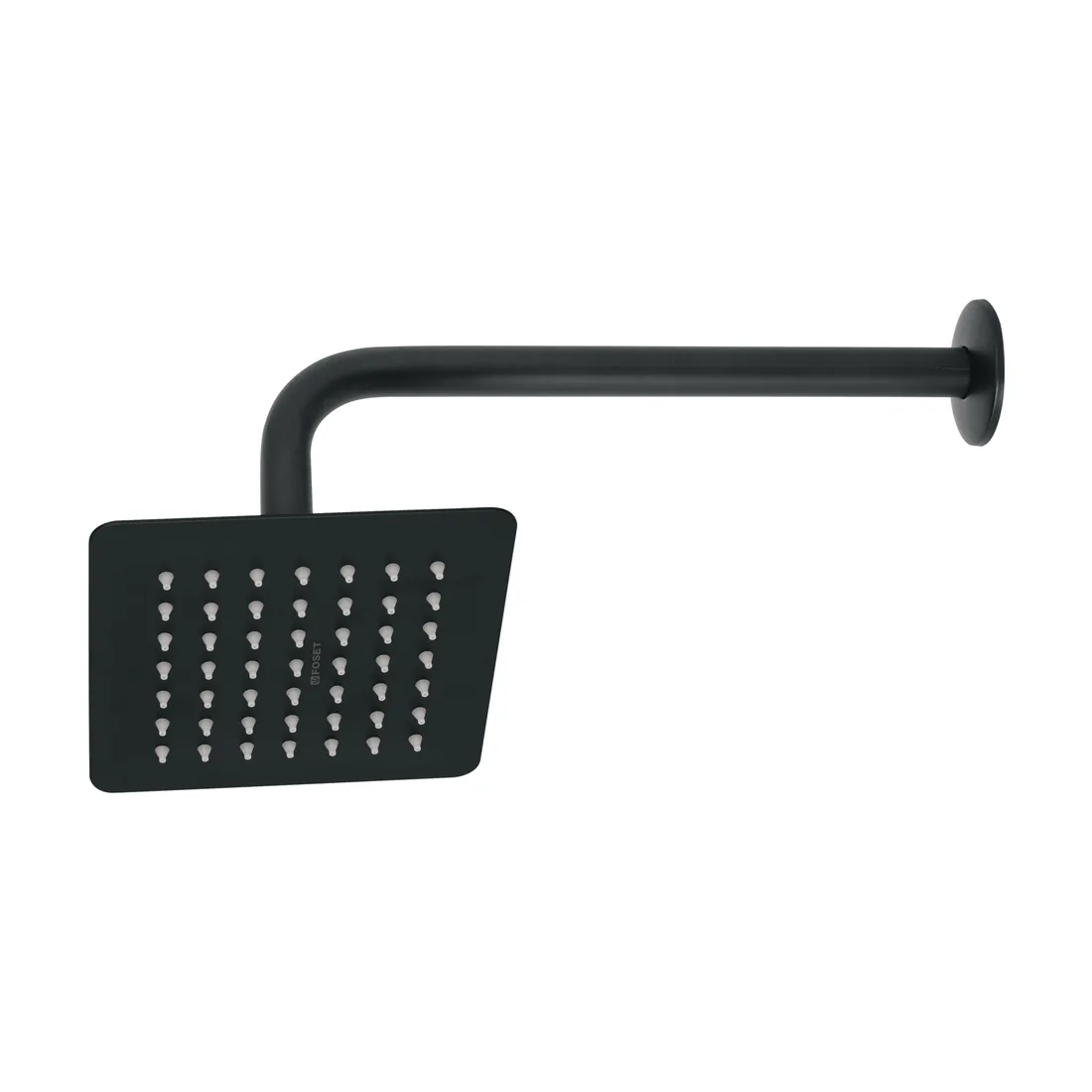 Regadera cuadrada 6', acero inox, con brazo, negro, TÚBIG