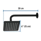 Regadera cuadrada 6', acero inox, con brazo, negro, TÚBIG 3