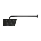 Regadera cuadrada 8', acero inox, con brazo, negro, TÚBIG 1