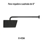 Regadera cuadrada 8', acero inox, sin brazo, negro, TÚBIG 5