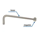 Brazo recto 50 cm con chapetón para regadera, satín, FOSET 2