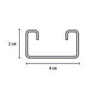 Perfil monocanal sólido de 3 m, 4 x 2 cm cal. 18, VOLTECK 3