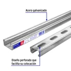 Perfil monocanal perforado de 3 m, 4 x 2 cm cal. 18, VOLTECK 2