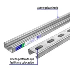 Perfil monocanal perforado de 3 m, 4 x 2 cm cal. 14, VOLTECK 2