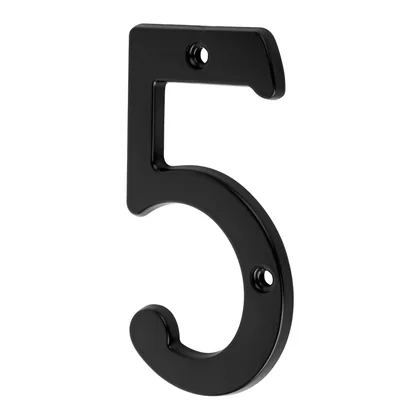 Número 5 de latón sólido 4', negro, HERMEX