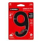 Número 9 de latón sólido 4', negro, HERMEX 4