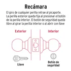 Cerradura pomo, negro, esfera, recámara, HERMEX 2