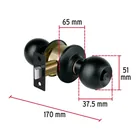 Cerradura pomo, negro, esfera, baño, HERMEX 3