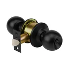Cerradura pomo, negro, esfera, baño, HERMEX 4