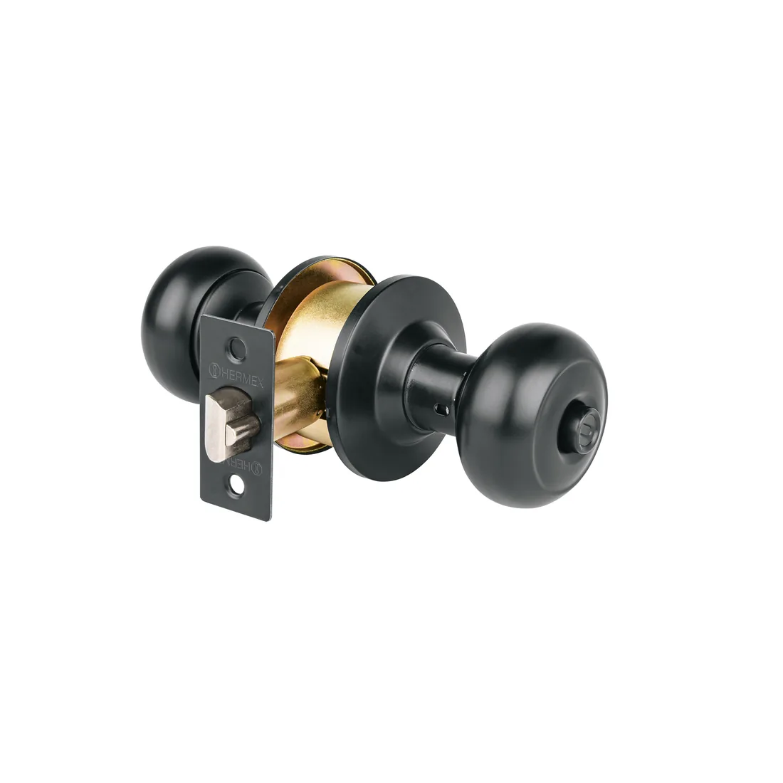 Cerradura pomo, negro, oval, recámara, HERMEX