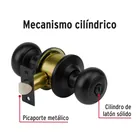 Cerradura pomo, negro, oval, baño, HERMEX 4