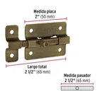 Pasador de barra plana 2', latón antiguo, HERMEX 3