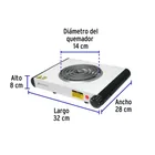 Parrilla eléctrica 1 quemador en espiral, blanca, VOLTECK 3