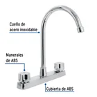 Mezcladora 8' fregadero, ABS, cuello curvo, hexagonal, BASIC 2