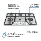 Parrilla gas empotrable 90cm, 6 quem, acero inox, RIVIERA 2