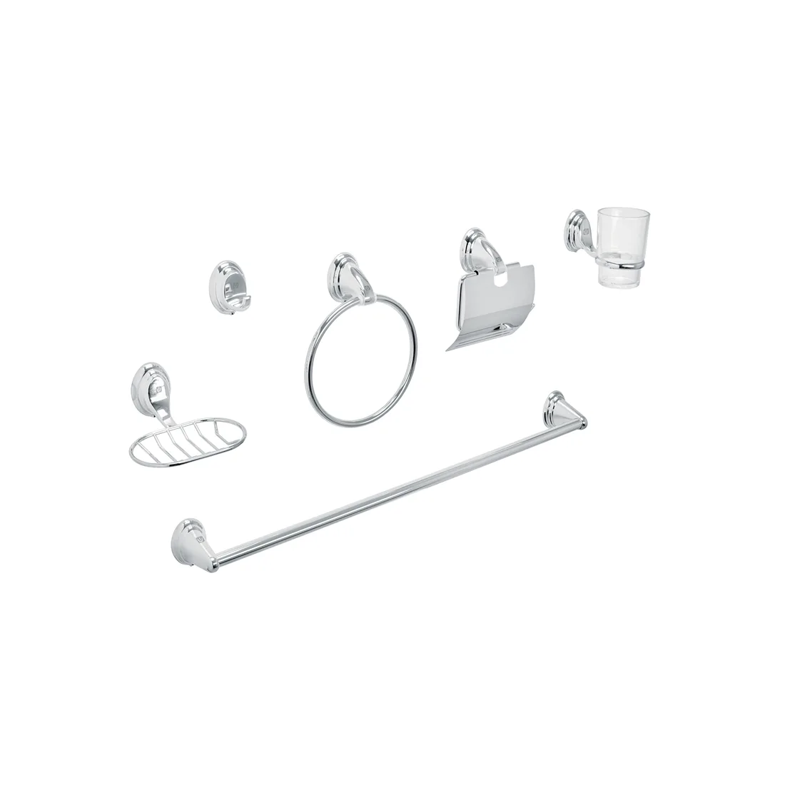 Juego de 6 accesorios para baño, cromo, FOSET AQUA