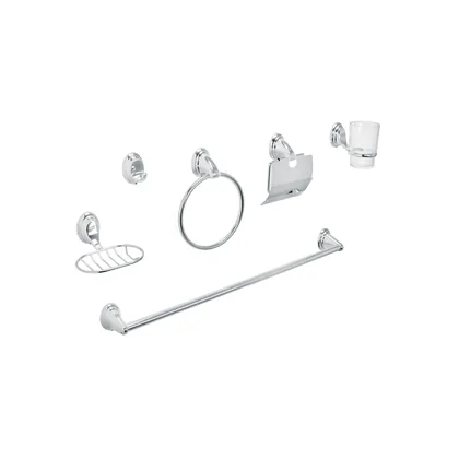Juego de 6 accesorios para baño, cromo, FOSET AQUA