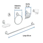 Juego de 6 accesorios para baño, cromo, FOSET AQUA 3