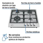Parrilla gas empotrable 60cm, 4 quem, acero inox, RIVIERA 2