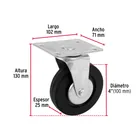 Rodaja hule 4', placa giratoria c/balero, carga 50kg, FIERO 3