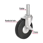 Rodaja hule 6' con espiga sólida y freno, carga 125kg, FIERO 2