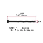 100 pijas #14x 3-1/2'cabeza plana phillips multiusos 3