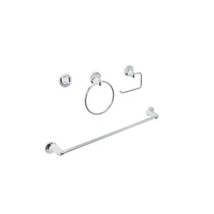 Juego de 4 accesorios para baño, cromo, FOSET AQUA