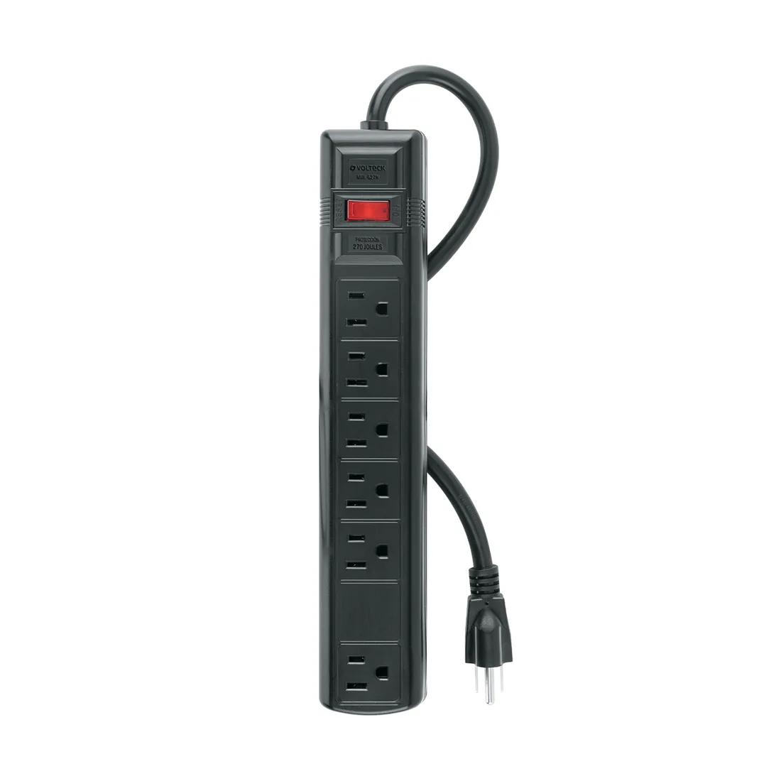 Multicontacto uso rudo 6 entradas sup. de picos 270 J, negro