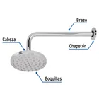 Regadera cromo 6' plato redondo, con brazo, FOSET ELEMENT 5